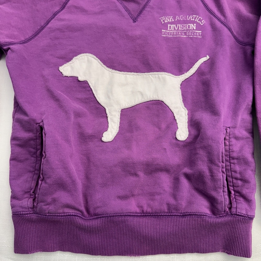 VTG Y2K Victorias Secret XS LIVE FOR PINK Crewneck Sweatshirt Dog Purple Trashed - Picture 3 of 12